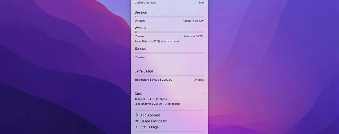 CodexBar : surveiller sa consommation Claude Code depuis la barre de menu macOS